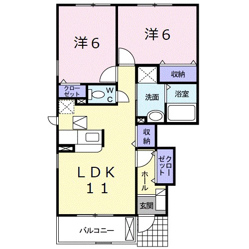 ロータス鳥生　Ｃ 101号室 間取り