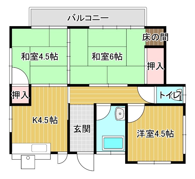 日野EH貸家（平屋） 間取り