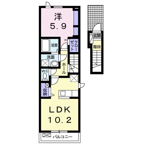 ルーベル　立花　Ⅲ 201号室 間取り