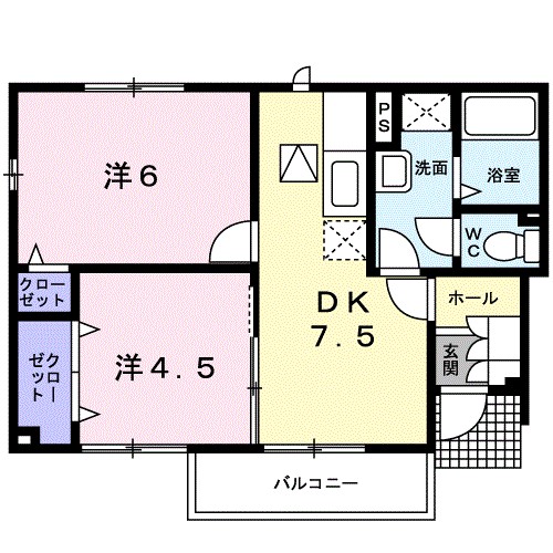 ハッピー尾山タウン　Ｂ 101号室 間取り