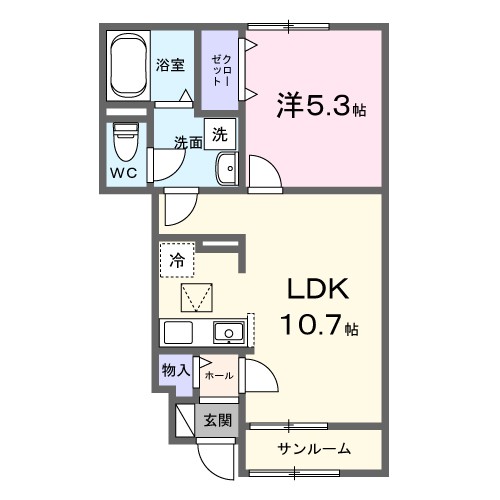 ヴェッセル 102号室 間取り