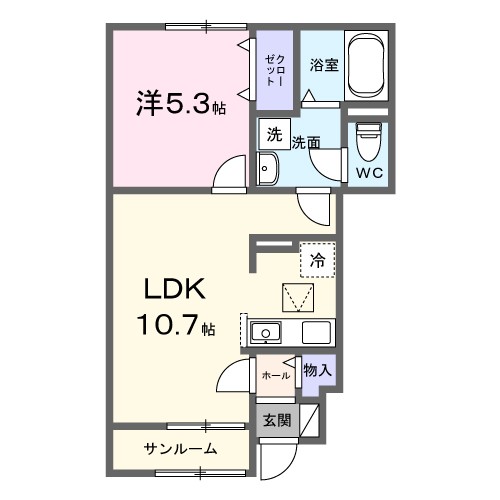 ヴェッセル 103号室 間取り