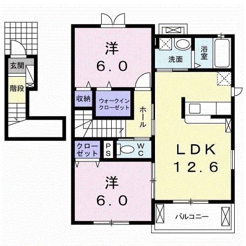 サンリットヴィラⅥ　Ｂ 201号室 間取り