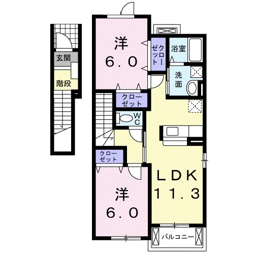 グレイスＫ　Ｂ 201号室 間取り