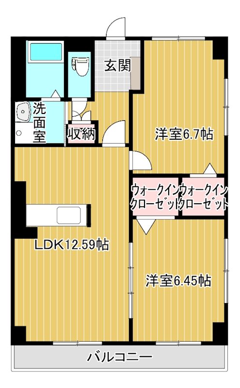 フォブールこもだＢ棟 201号室 間取り