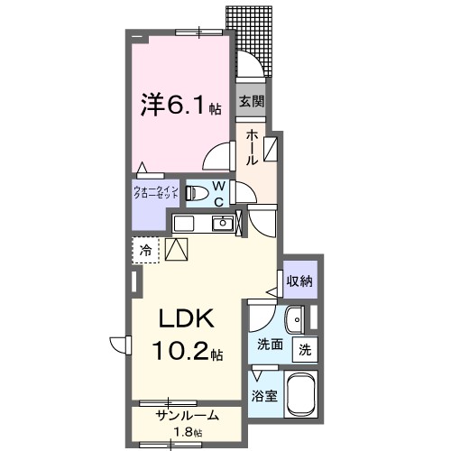 ロカルモラン　Ｂ 103号室 間取り