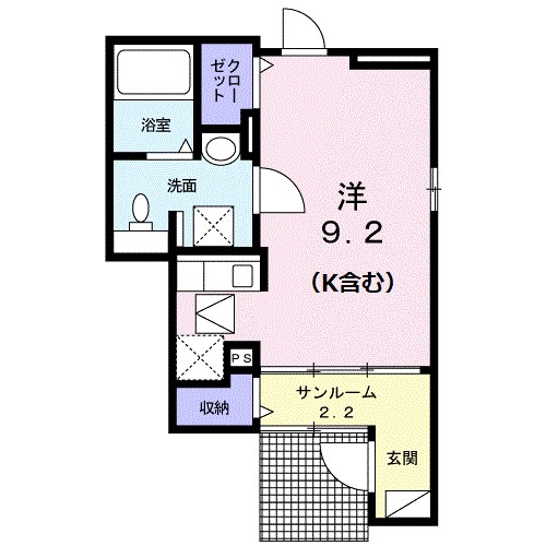 フロイデ　ＫＡＮＡＧＥＮ　Ⅲ 105号室 間取り