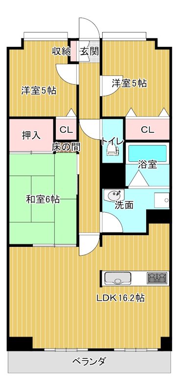 エアフォルク竹原 302号室 間取り