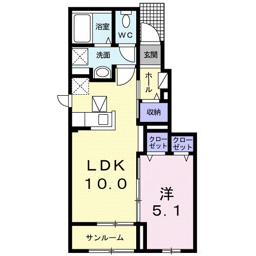 ハイドレンジア 102号室 間取り
