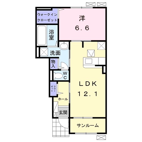 クラール東村　Ｉ 102号室 間取り