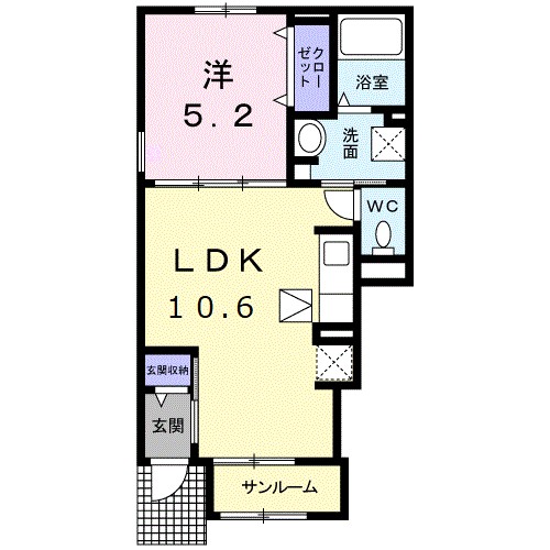 ＨＫＲ　ＳＵＮＡＹＡＭＡ　Ⅰ 101号室 間取り