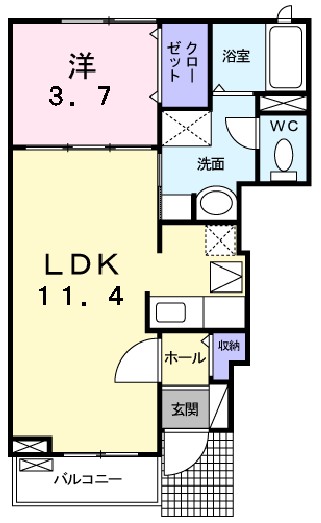 シュヴェスタ－　Ⅱ 102号室 間取り