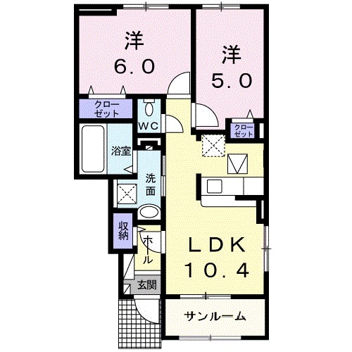クラール東村　Ｈ 106号室 間取り