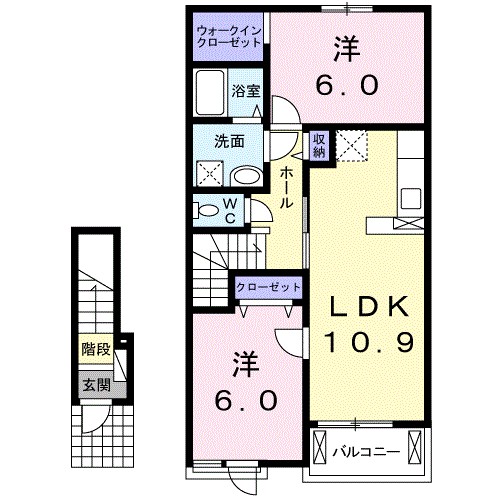 Ｈｅａｒｔ未来Ⅱ　Ｂ 203号室 間取り