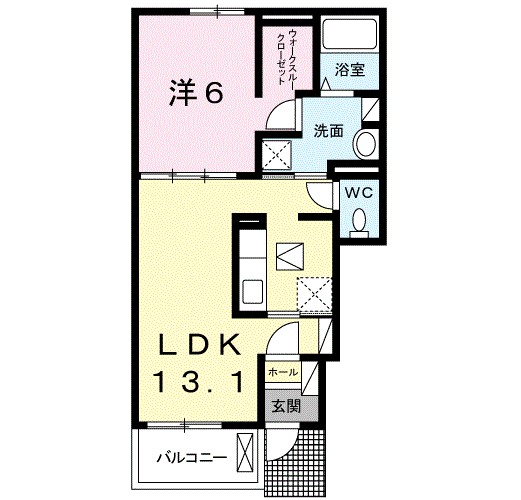 Ｈｅａｒｔ未来　政枝　Ｂ 102号室 間取り