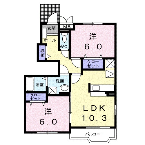 アニメート　Ａ 101号室 間取り