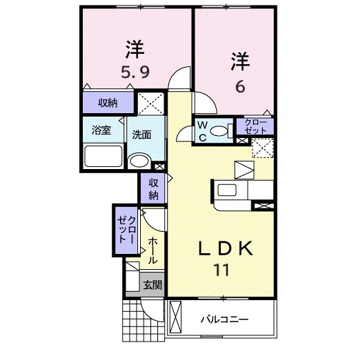 ロータス鳥生　Ｄ 間取り