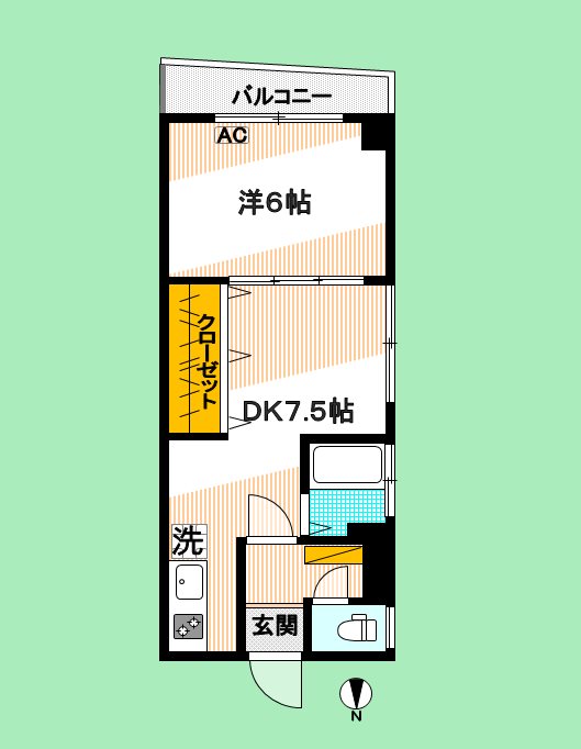 益谷ハイツ 201号室 間取り
