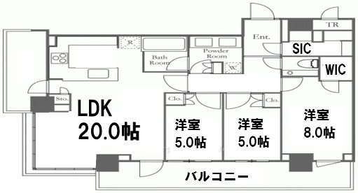 パークタワー西新宿 4001号室 間取り