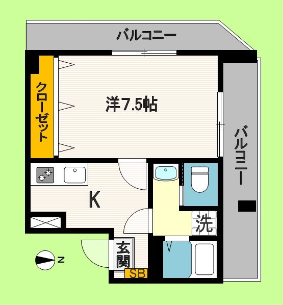 メゾンシルクロード 405号室 間取り