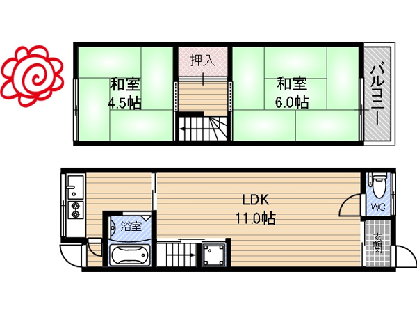 森河内西１丁目貸家 間取り