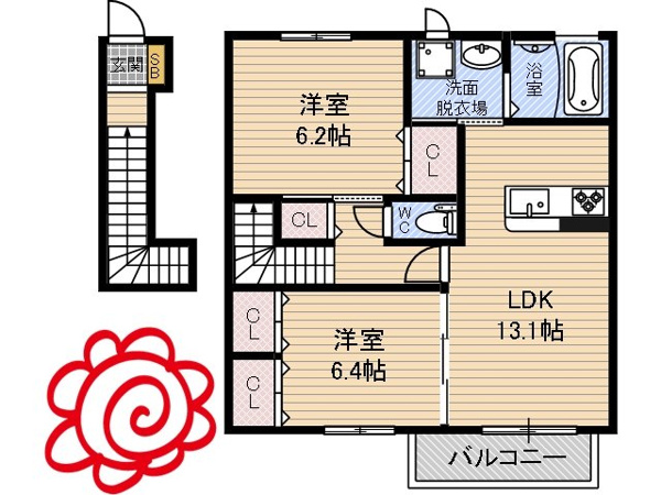 シャーメゾン稲田本町Ｂ棟 間取り