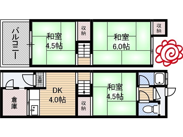 稲田新町2丁目テラスハウス 間取り