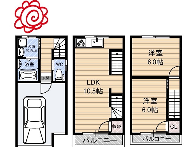 中茶屋2丁目貸家 間取り