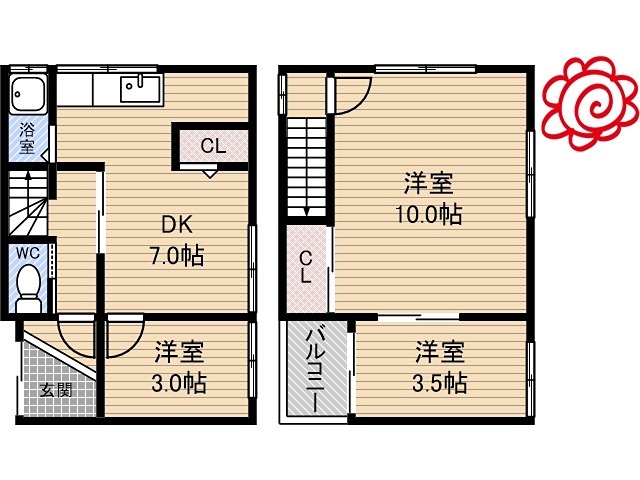今津南3丁目貸家 間取り