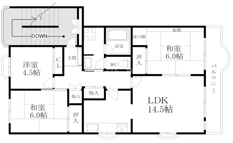 エメラルドマンション南津守B棟 間取り