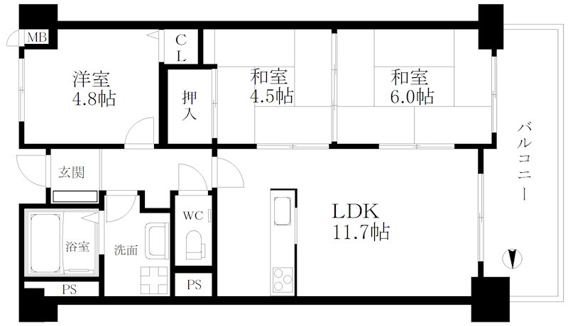 朝日プラザプレール岸里 間取り