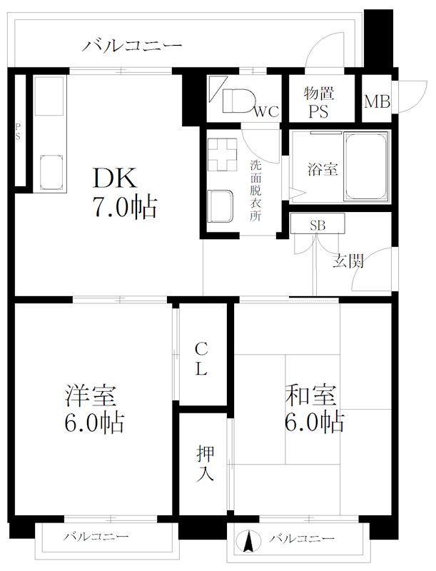 ユアサハイム帝塚山 間取り