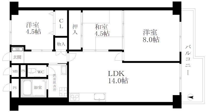 新北島コーポ1号棟 間取り