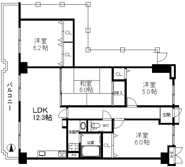 南海ハイライズフラット天下茶屋 間取り