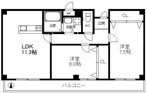 大阪府大阪市住吉区帝塚山西２丁目 間取り