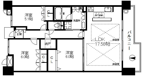 パークシティ大阪サウスガーデンズコート 間取り