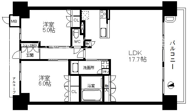 グランアッシュ中加賀屋プレミア 間取り
