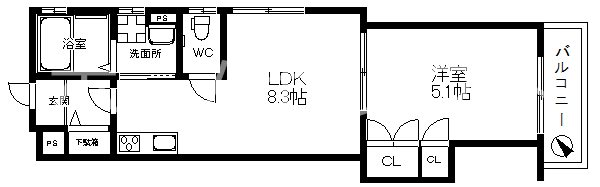 クリエオーレ天下茶屋東 間取り