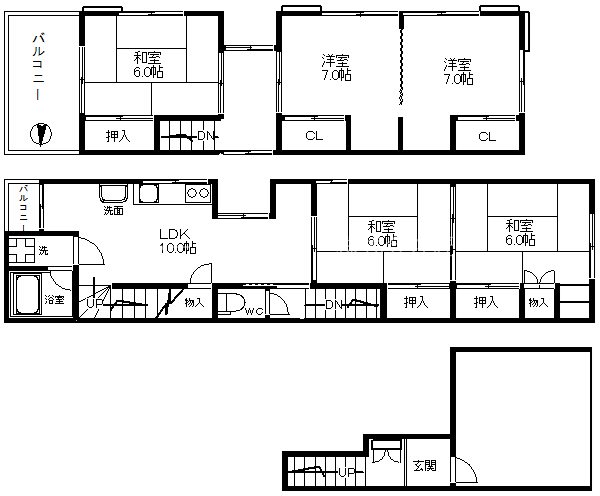 天下茶屋1丁目戸建賃貸 間取り