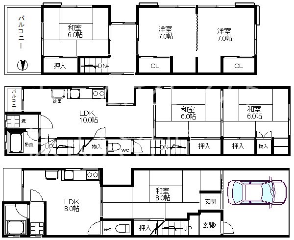 天下茶屋1丁目戸建賃貸 間取り