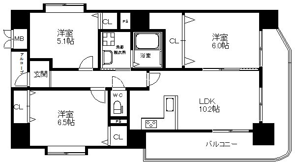 クリアクレセント住之江 間取り