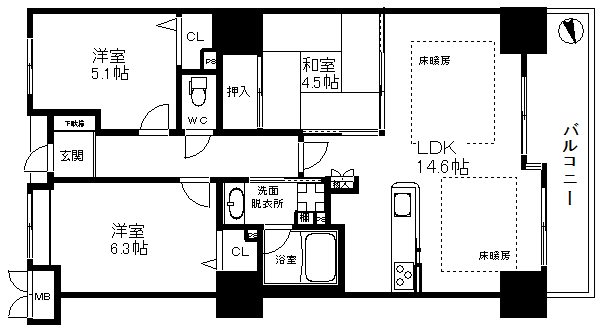 ファミールKOUZTOWER 間取り