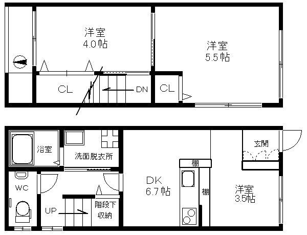 岸里東1丁目貸家 間取り