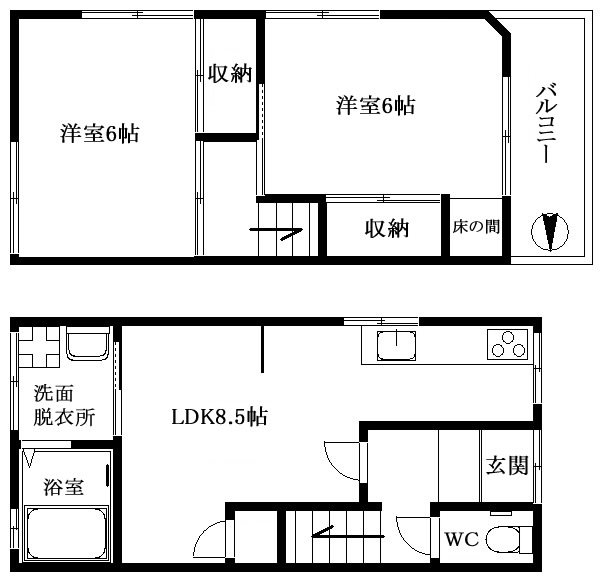 西住之江4丁目貸家 間取り