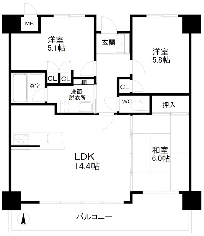 大阪府大阪市住之江区粉浜西１丁目 間取り