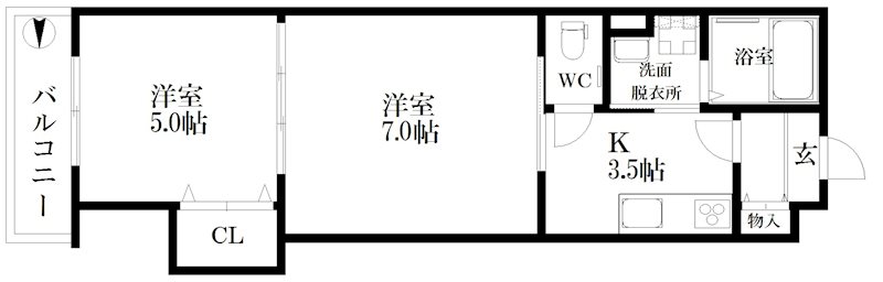 クリエオーレ玉出東 間取り