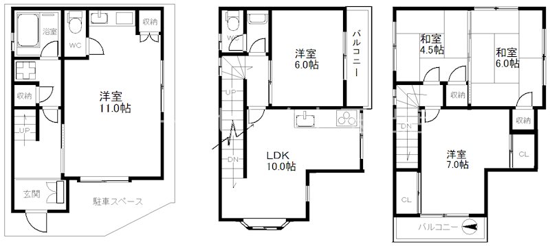 千本中1丁目戸建賃貸 間取り