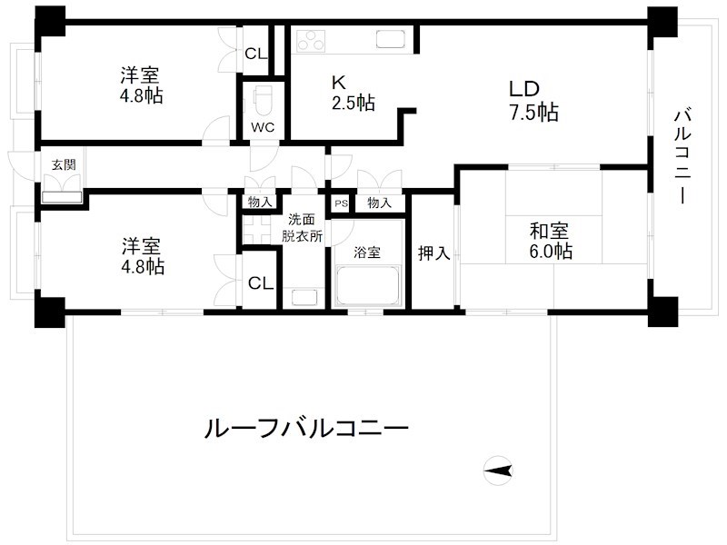 deuxローズレイアB棟  間取り