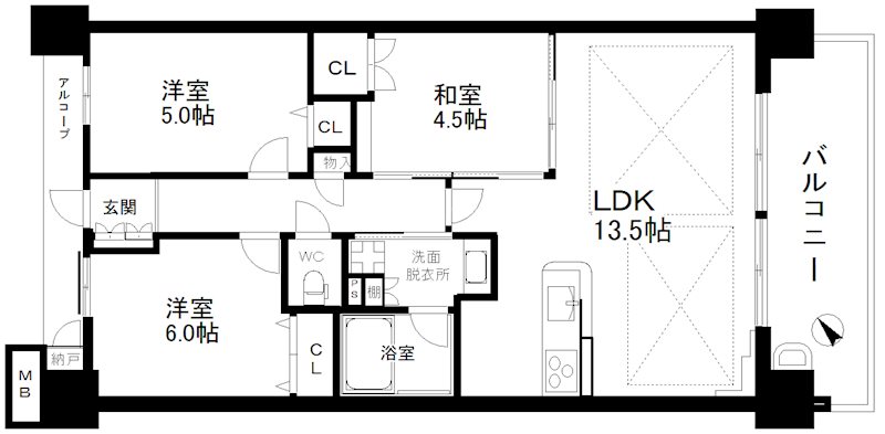リバーガーデン岸里玉出 間取り