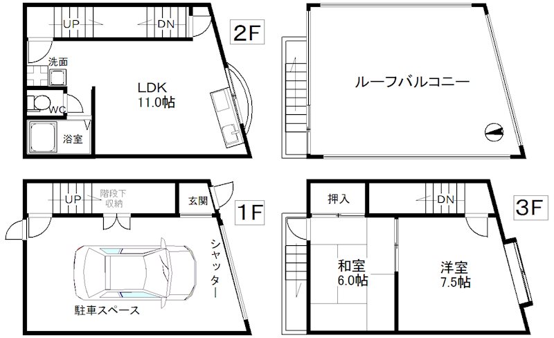 安立1丁目ガレージ付戸建 間取り